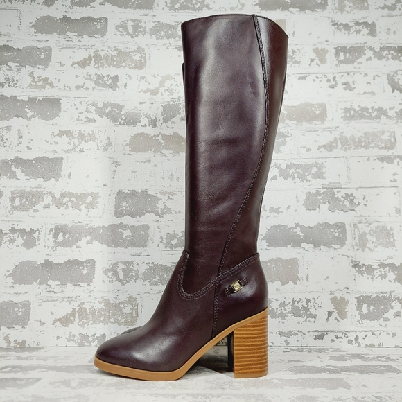 Giani Bernini Shoes - New Giani Bernini Odette Burgundy Leather Block Heel Knee High Boots M585